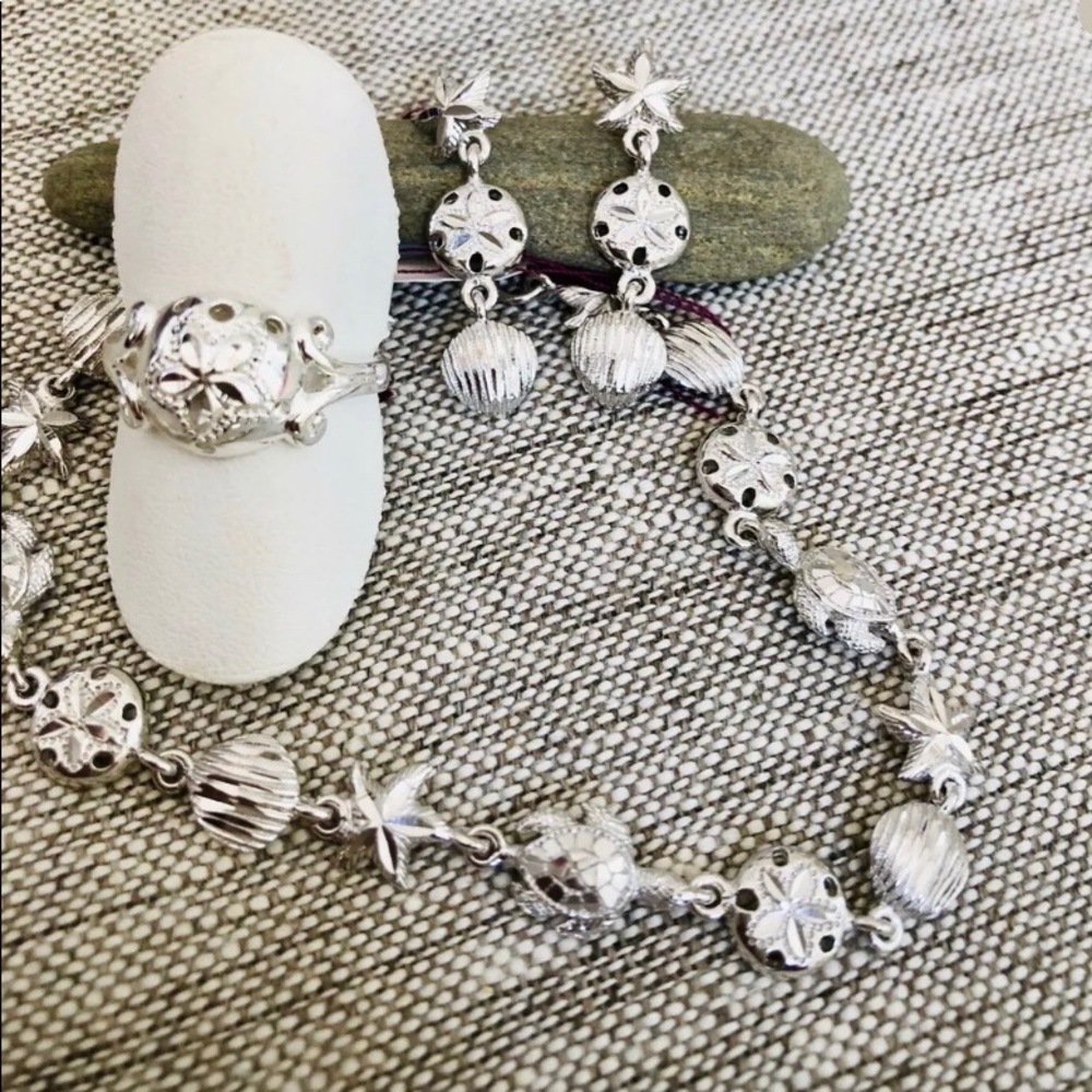 Sea life sterling silver 3pc set.